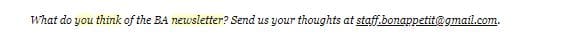 Example of newsletter feedback