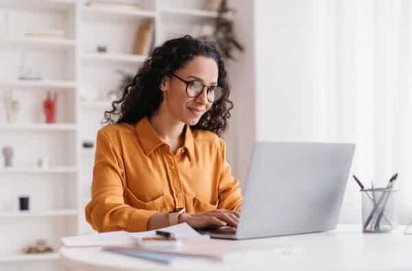 woman on computer browsing community