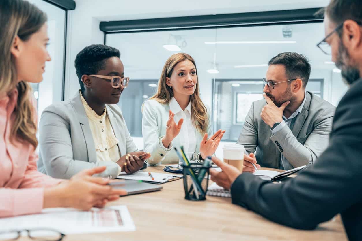 group discussion in conference room