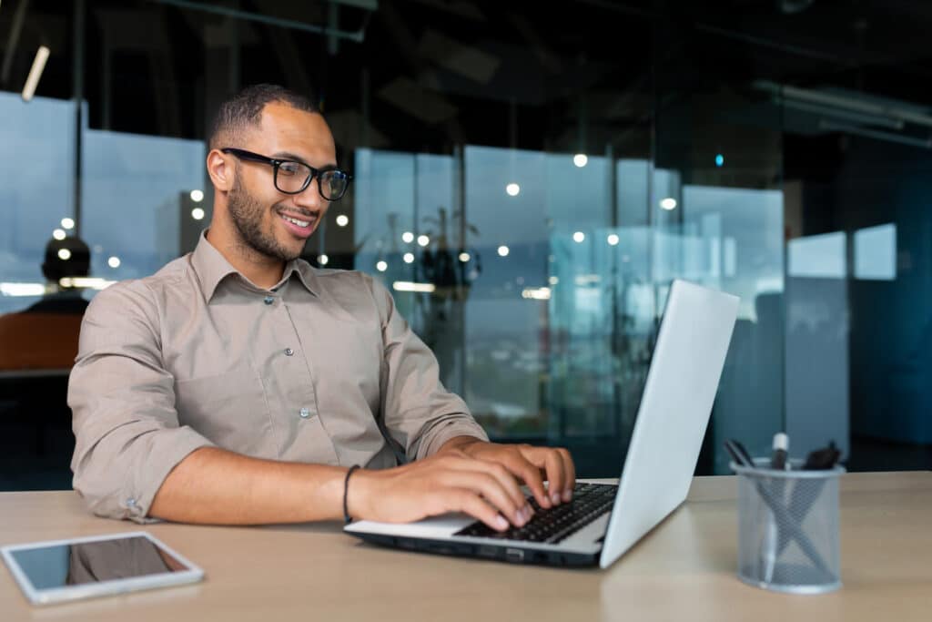 man working on association sponsorship program