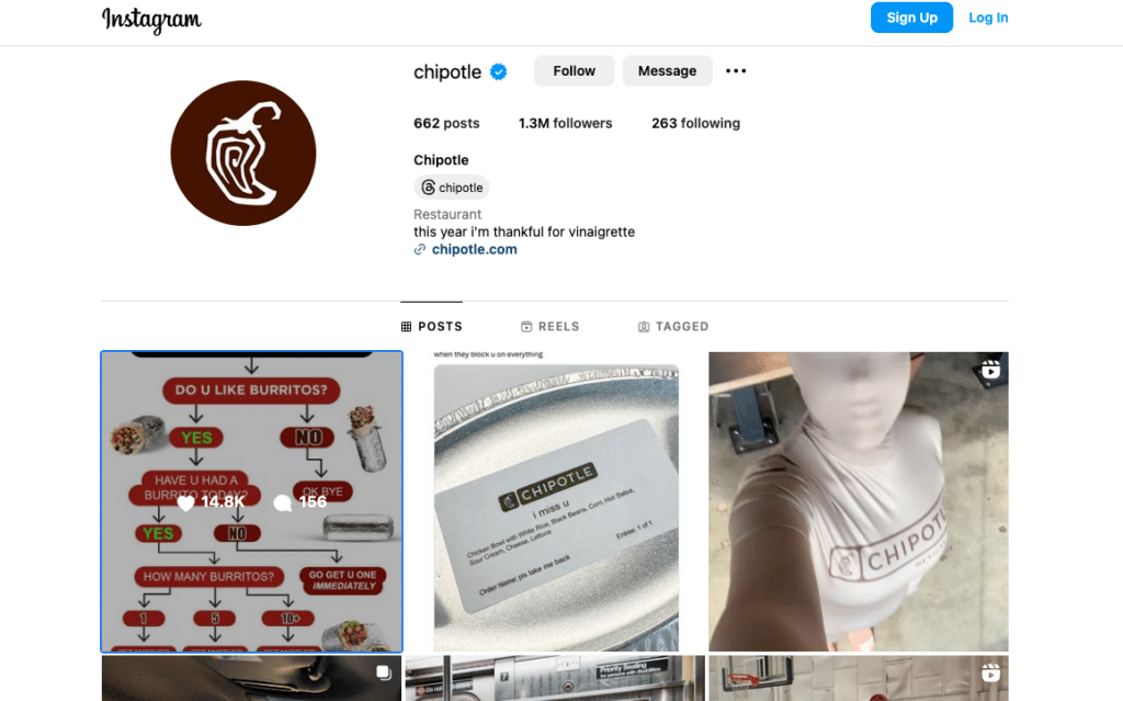 Authentic Brand Example: Chipotle's social media