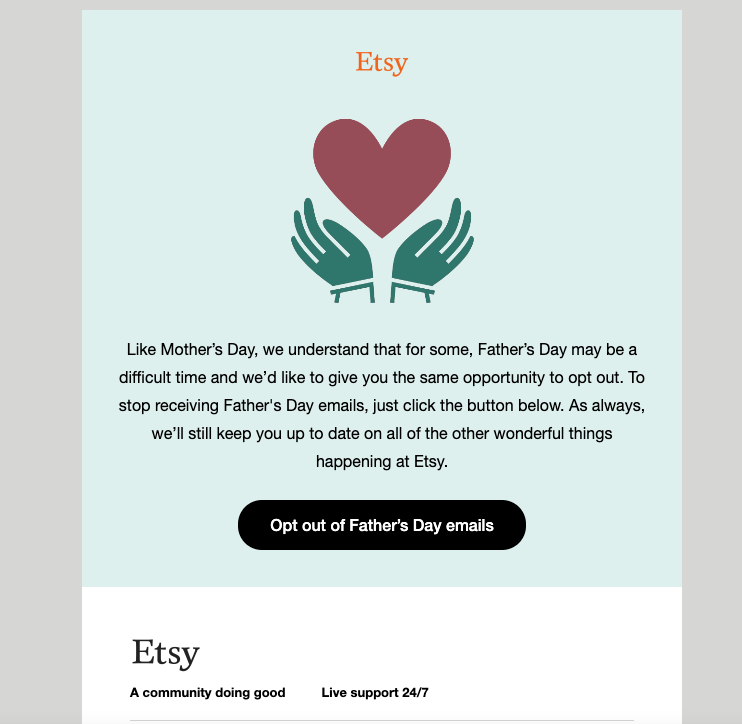 Authentic Brand Example: Etsy holiday empathy